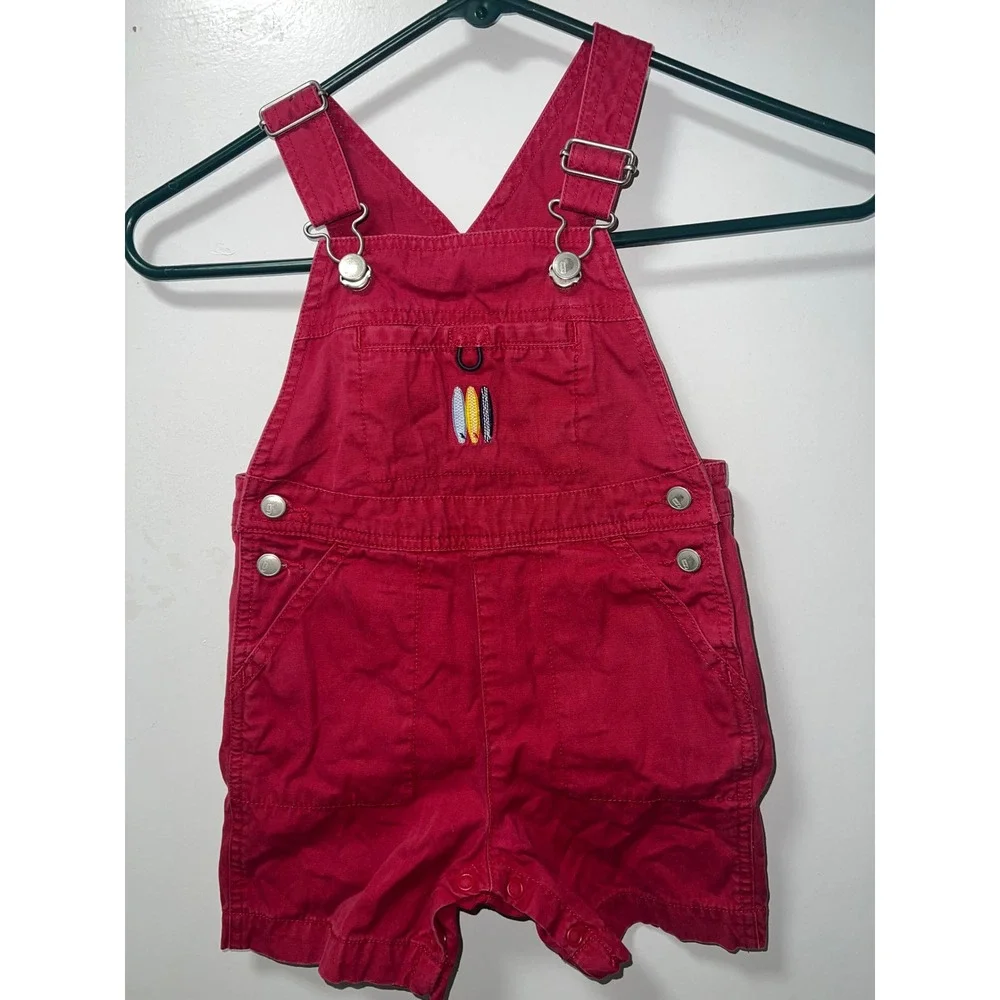 Gymboree Vintage 2002 Red Surfboard Cotton Canvas Shortalls Toddler 18-24 Months